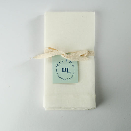 Keten Peçete 2'li Set / Beyaz